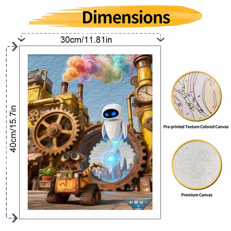 Disney Oil Paint Digital Painting Art Kit Robot City Steampunk FillIn Painting Home Decor