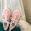 Fashion High on Platform Women's Shoes Pink Lace Up Canvas Female Footwear Shoe New in Offer Y2k Fashion Autumn Comfortable and Elegant