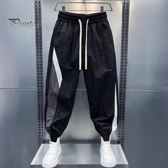 Ανδρικό Παντελόνι Χρωματικός Συνδυασμός Κορδόνι Ελαστική Μέση Με Λάστιχο Στον Αστράγαλο Φαρδύ Πλαϊνές Τσέπες Στυλ Cargo Καθημερινή Φορεσιά Εξωτερικού Χώρου Παντελόνι Χαρέμι