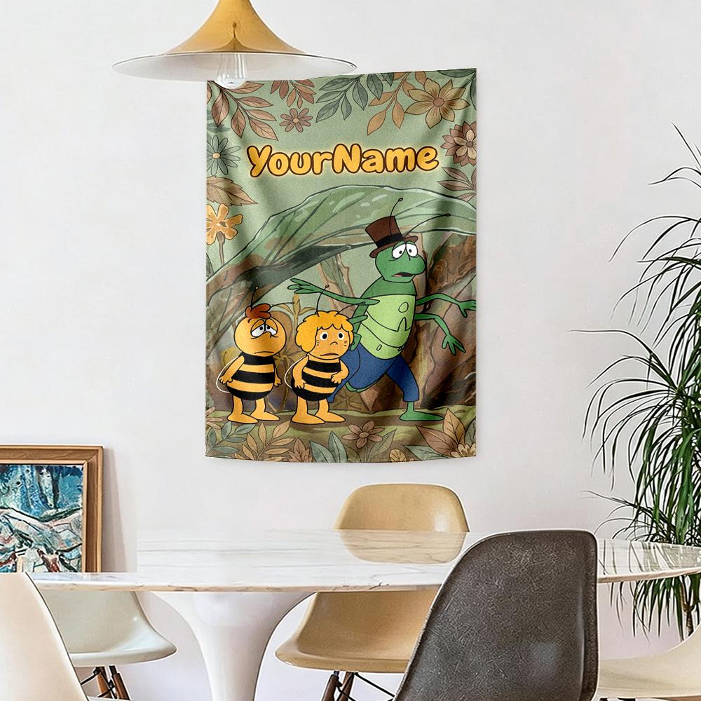 Biene Maja Custom Your Name Wall Decor Tapestry Art For Pet Memorial Birthdaywedding Party Backdrop Family Gift