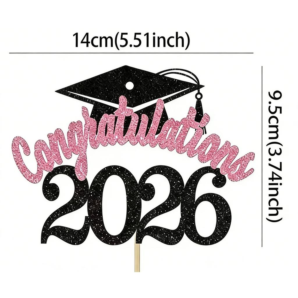 2026 Graduation Party Supplies 4PCS Cake Toppers With Paper Materials Design Paper Graduation Cake Inserts