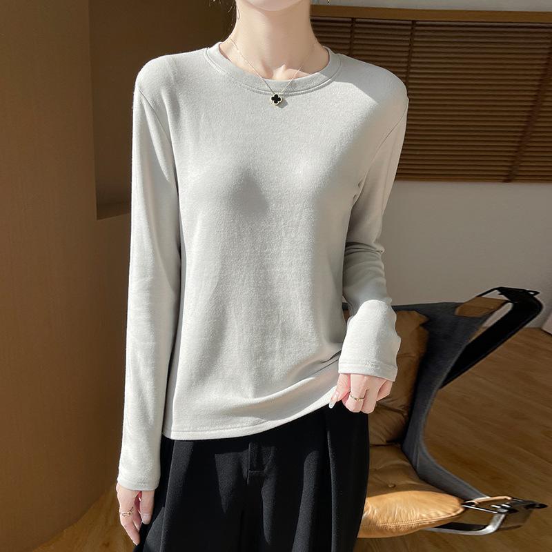 YYFS Women's Fashion Casual Solid Color Print Spring Fall Long Sleeve O-Neck Pullovers & Long Sleeves