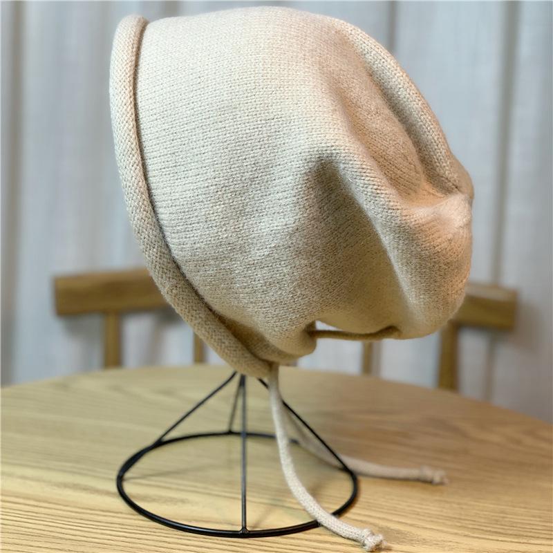 Knitted Woolen Hat for Women In Autumn and Winter Large Brim Versatile Pullover Hat Cold Hat Confinement Hat Pile of Hats Fashionable Hats