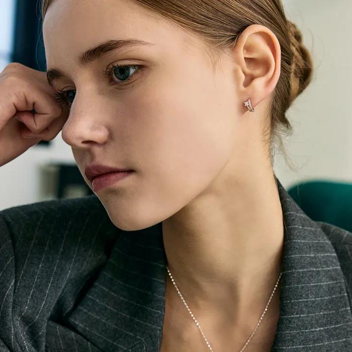 [Silver925] Star Point Clear Line Hoop Earring