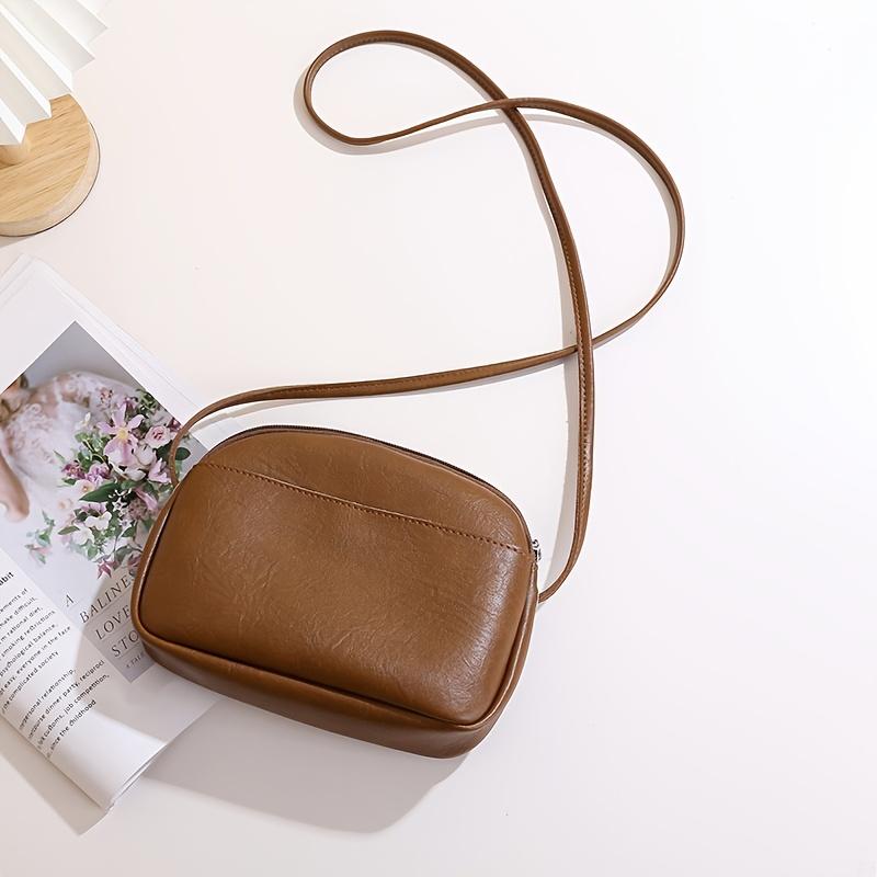 Женская ретро мини-сумка через плечо однотонная застежка-молния подкладка из полиэстера универсальный кошелек для монет держатель для картпаспорта 1349₽