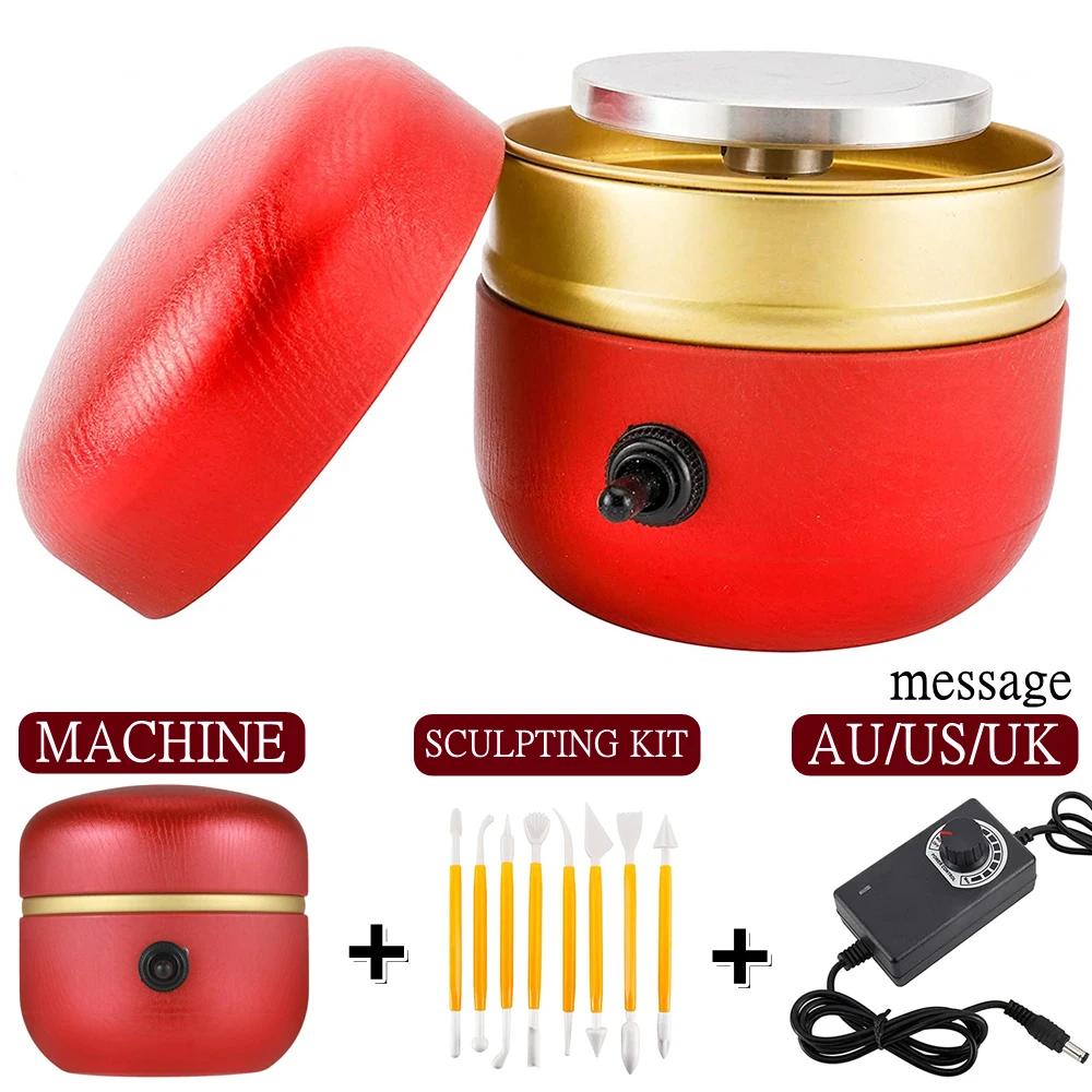 Electric Pottery Wheel Machine with Turntable+Sculpting Kit, DIY Clay Tools Mini Pottery Forming Machine for Arts Crafts Ceramic