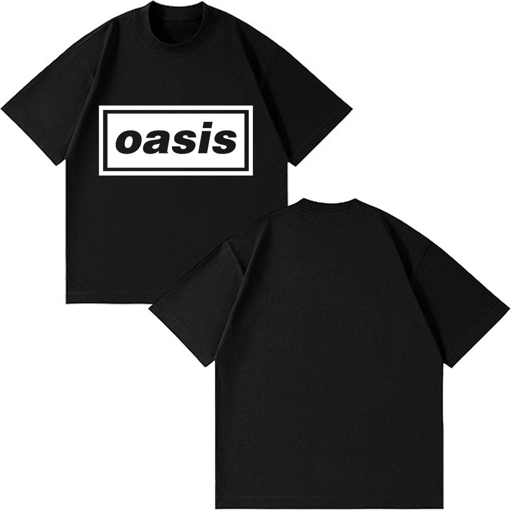 Rock Band O-Oasis Logo Print Vintage Men Women Clothes for Teens  Fashion Clothing Oversized Cotton Oversized Style T-shirts