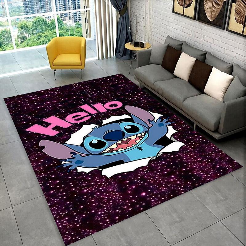 Cute S-Stitch Cartoon Non-Slip Area Rug for Living Room,Bedroom,Playroom,Soft Carpet Floor Mat Home Decor Rug Kids Room Gift