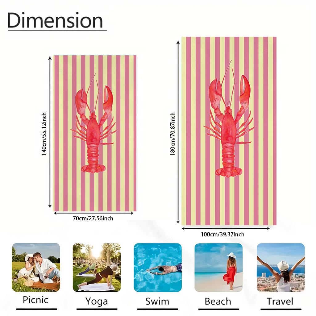 Crayfish Beach Towel Small To Large Quick-Drying Towel Suitable For Seaside Pool Sport Gym Yoga Home Towel For Sand Free