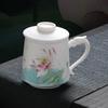 Chaxun Hand-Painted Lotus Ceramic Office Tea Mug