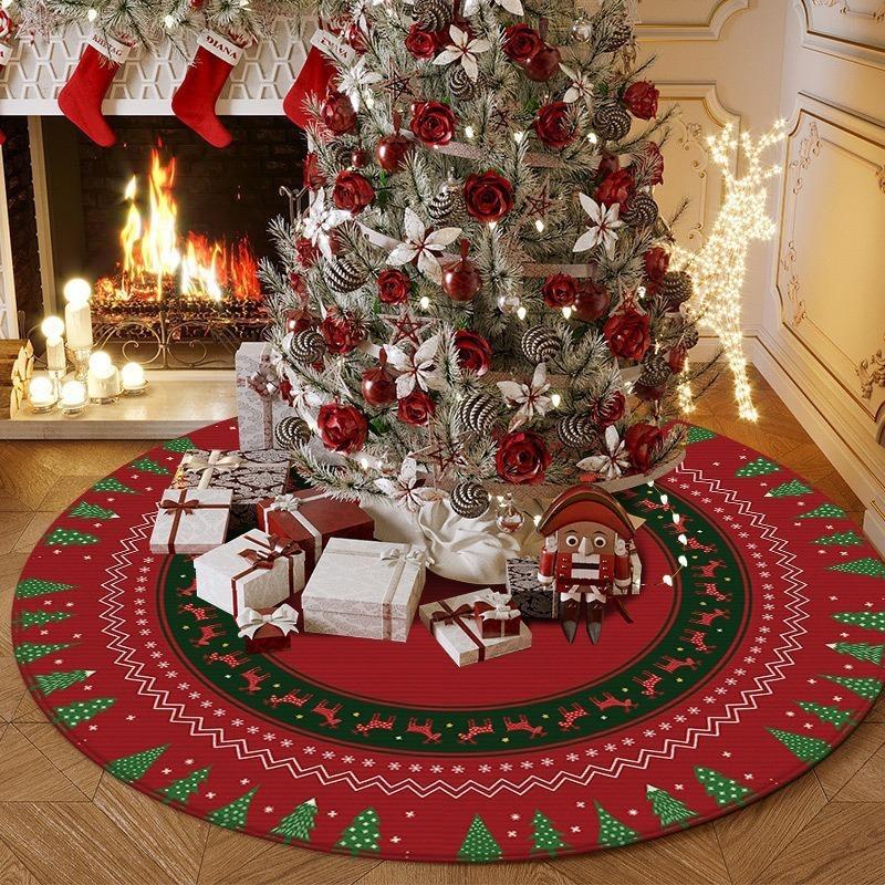 

60cm Large Christmas Tree Skirt Xmas Tree Elk Snowflak Carpet Rug Anti Slip Carpet Living Room New Year Home Party Mat Decor 60cm
