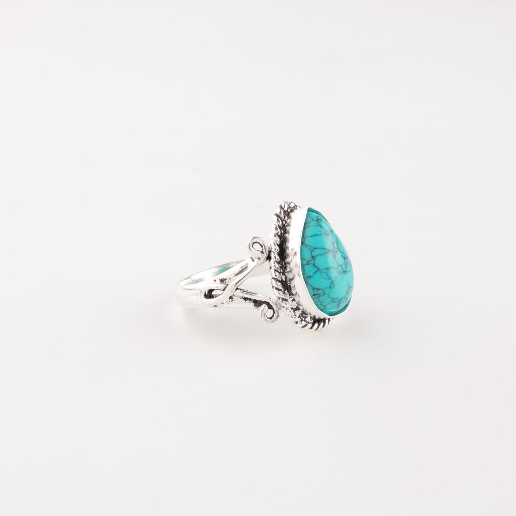 Natural Blue Turquoise Gemstone 925Sterling Silver Jewelry Handmade Ring For Her RR-57-25