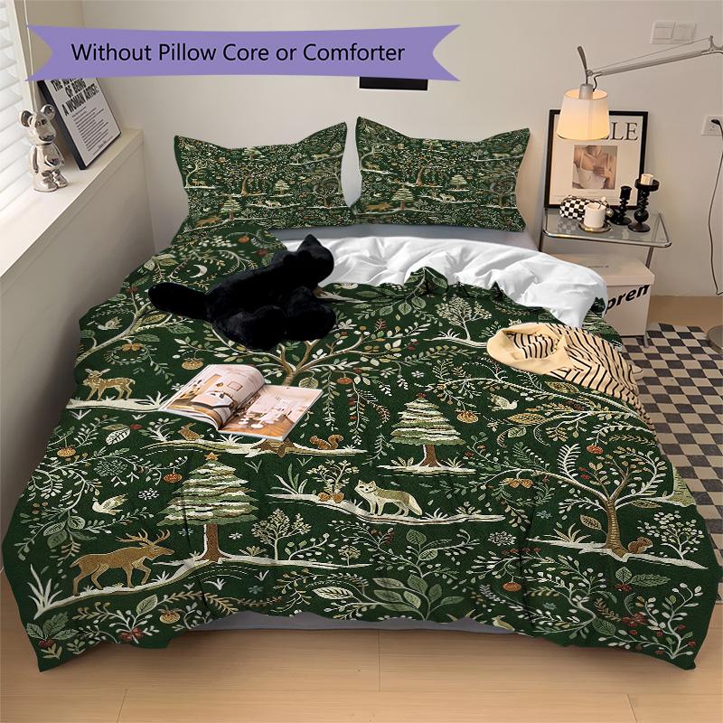 Forest Life Bedding 3 Piece Set HD Print Duvet Cover Pillowcases for Teens Adult Bedroom Decoration Christmas Gift