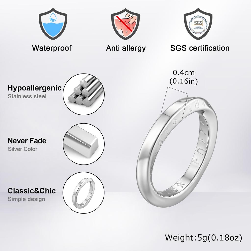Vintage Viking Rune Symbol Mobius Ring for Men, Geometric Twisted Stainless Steel Rings, Fashion Finger Jewelry Size 7-12