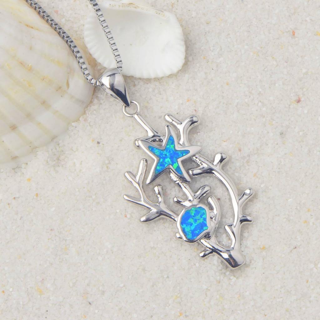 TikTok Ins Trendy Blue Sea Cucumber Pendant Necklace-Copper Opal Inlaid Sweater Chain Link Chain Fashion Jewelry