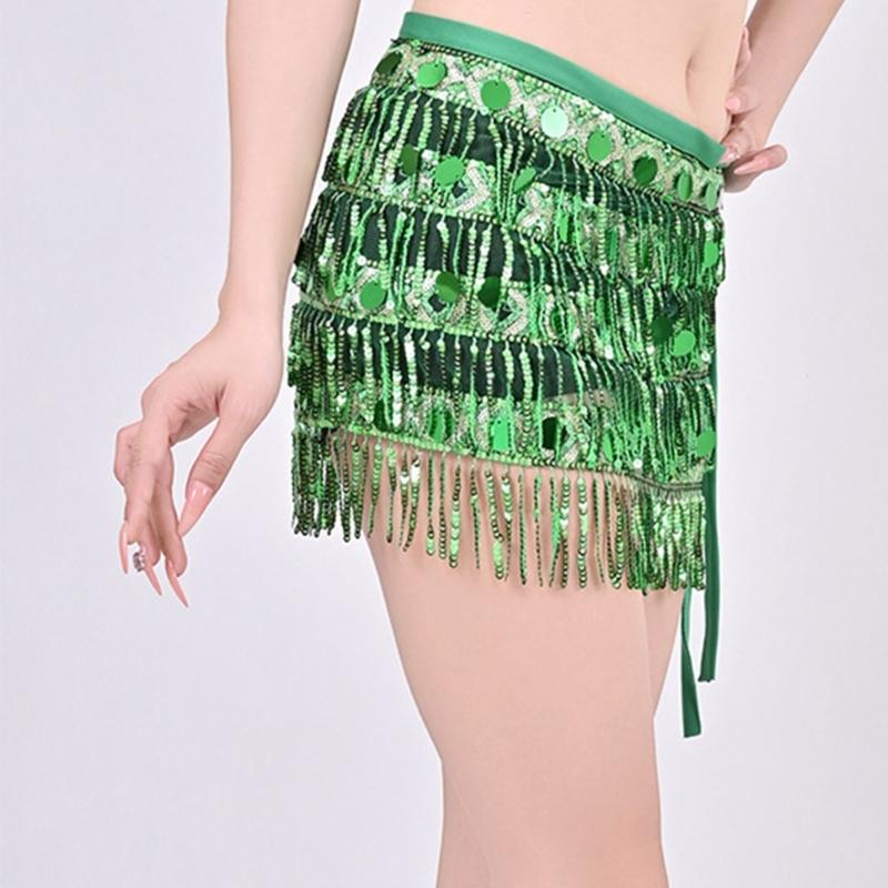 Belly Dance Hip Scarf With Detachable Fringe Skirt Adjustable Waist Chain For Performances And Practice