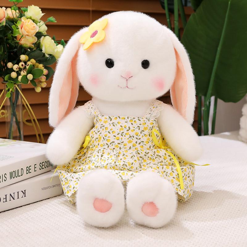 Dress Floral Colorful Emily Rabbit Plush Toy With Soft Pp Cotton Filling Children For