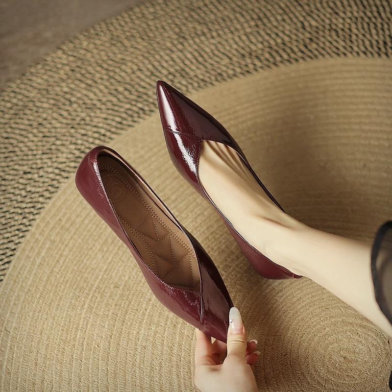 Women's Sheepskin Pointed Toe Slip-on Pumps Elegant Ladies 5cm Thin High Heel Daily Slim Dress Heeled Shoes for Woman