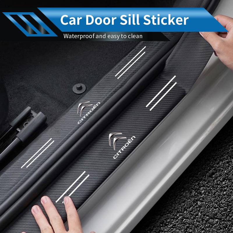 4PCS Car Door Sill Protective Sticker Carbon Fiber Door Sill Accessory For Citroen C3 C4 C5 C1 C2 Berlingo Celysee Xsara Picasso