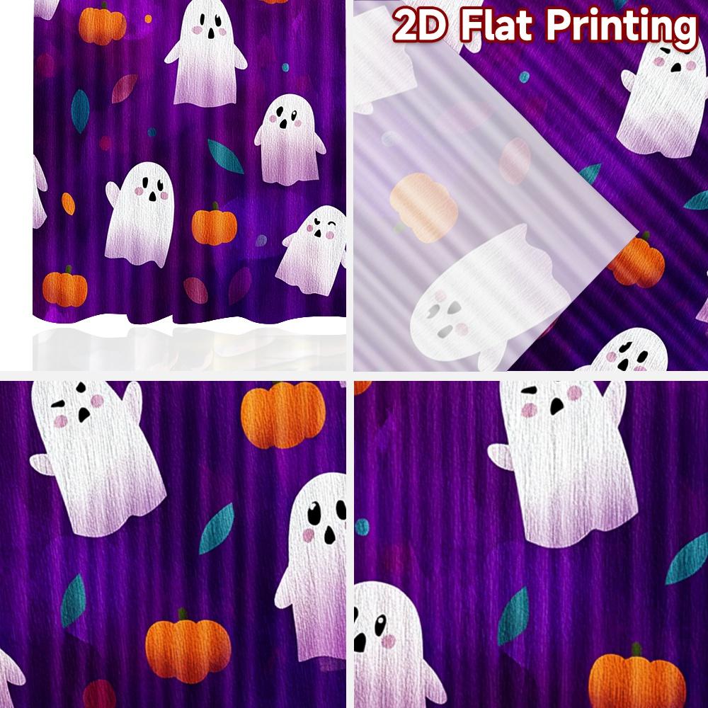 2D FLAT PRINTING 2pcs Curtains (Without Rod) Halloween Ghosts Scene Women is Day Festival Creative Curtains Polyester Curtains
