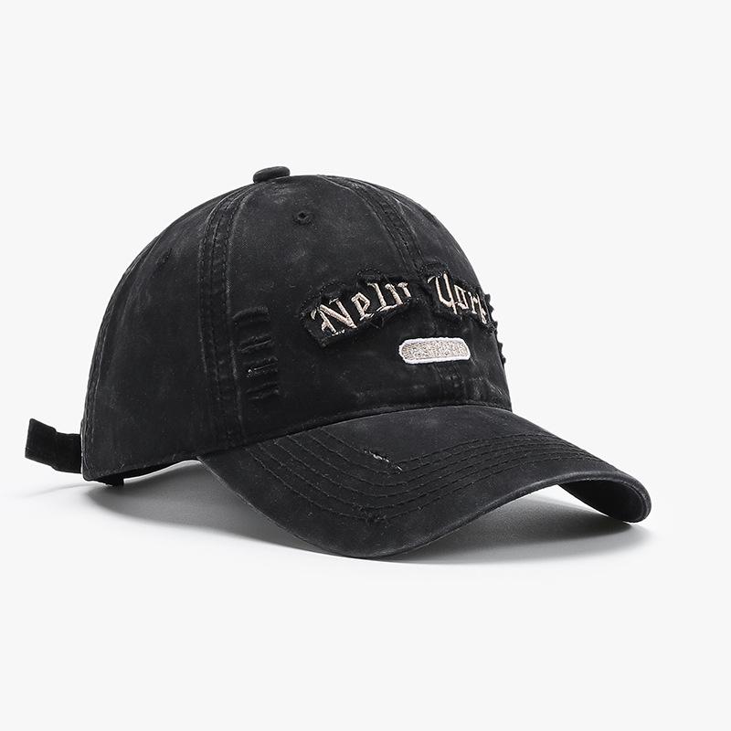 Neue Mode Koreanische Baseballkappe für Herren und Damen Vielseitig Weiches Oberteil Zerrissenes Schirmmütze Trendige Buchstabenstickerei Reise Sonnenhut