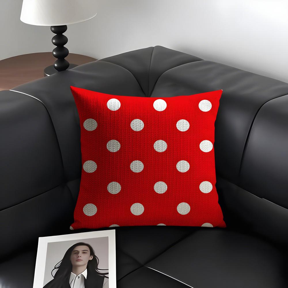 Polka Dots Ins Cushion Cover Natural Linen Organic Fabric Double-Sided Printing Sofa Home Decor Gift Pillow Case