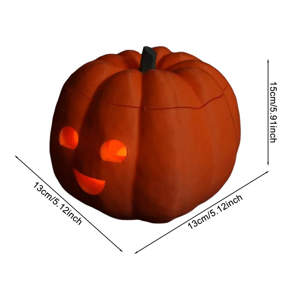 LED Dýňové Světlo Halloweenská Jack-O'-Lantern Blikající Čajová Svíčka Uvnitř Oranžové Dýně pro Krb Podzimní Festivalová Dekorace