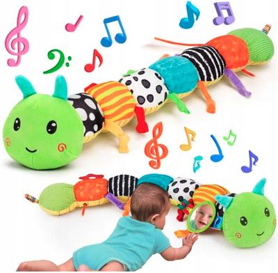 Sensory Plush Caterpillar for Babies with Music Anti-stress Mirror