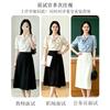 Temperament Streamer Chiffon Shirt Women's Summer Short-sleeved Top Women's White High-end Blue Commuter Interview Women's Shirt