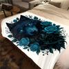 1Pc Wolf Roses Print Flannel Blanket, High Quality Digital Printing, Comfortable for All Seasons, Home DecorGifts821007