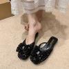Bow-wrapped Head Half Slippers Women Summer Wear New Casual Slip-on Fashion Sequin Slippers