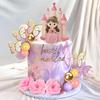 40 PCS Princess Cake Topper Castle Cake Decoration with Butterflies Artificial Flowers and Balls for Girls Kids Happy Birthday P