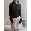 French Retro Lace Trim Round Neck Long Sleeve T-shirt for Women - Autumn Base Layer Shirt