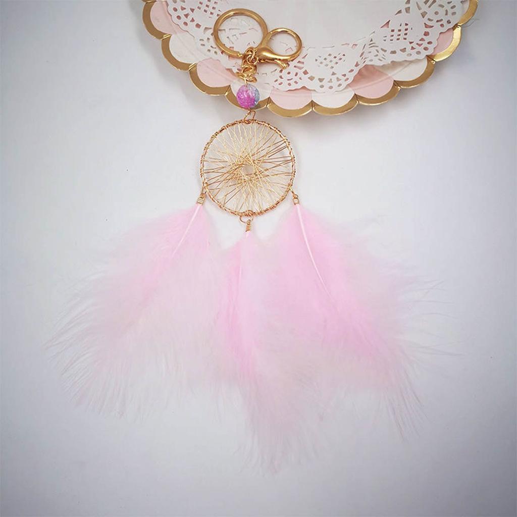 Feather Dream Catcher Charm Keychains Fashion Pendant Car Keyring Backpack Decoration Fashion Jewelry for Women Girls