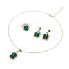 Green Color Square Crystal Stone Jewelry Set Classic Fashion Retro Earrings Necklace Bridal Birthday Girl Gift Wedding