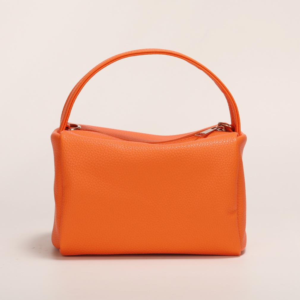 Módní dámská oranžová crossbody taška přes jedno rameno - Ruční čtvercový styl krabičky na oběd v bílé barvě