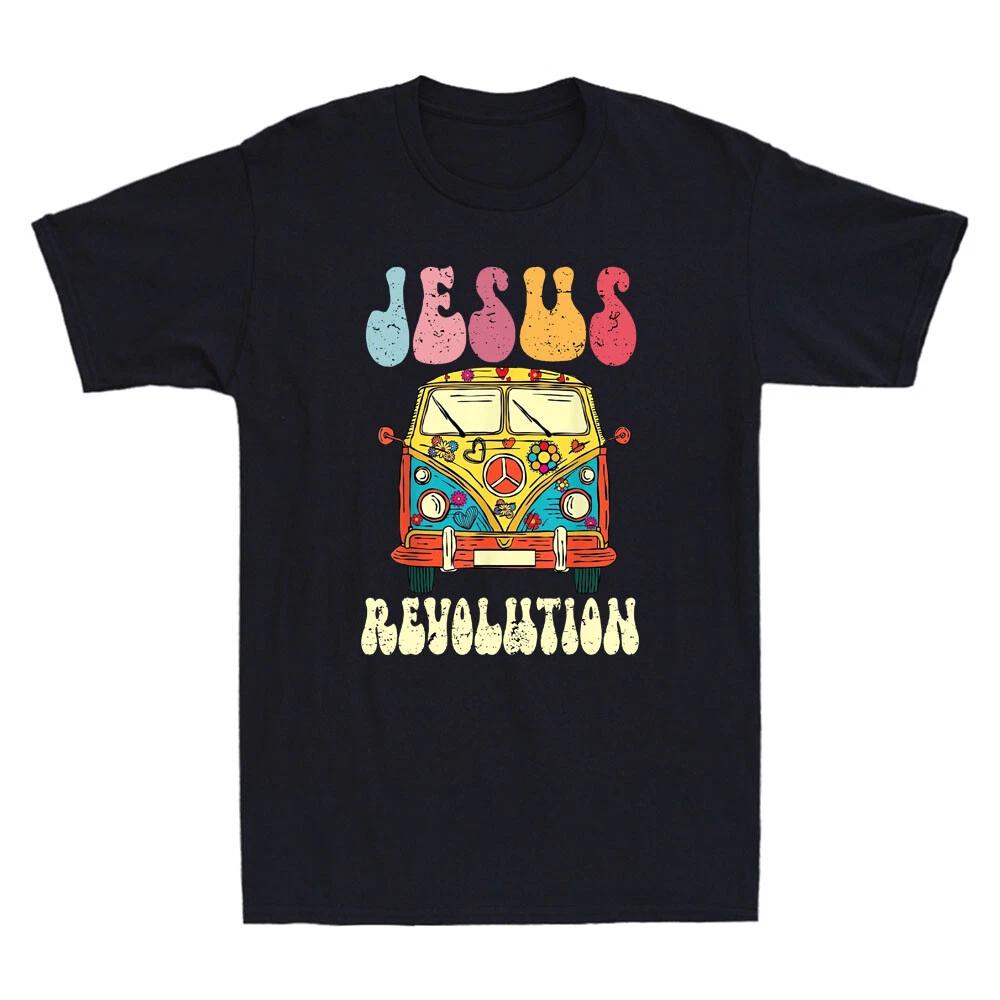 Jesus-Revolution Christian Faith Based Jesus Funny Van Bus Vintage Men s T-Shirt L