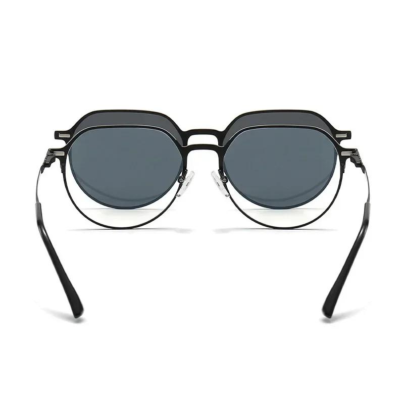 3 v 1 polarizované sluneční brýle pro muže s magnetickým klipem na brýle s kovovým rámem, optické dioptrické brýle s magnetickým klipem na brýle