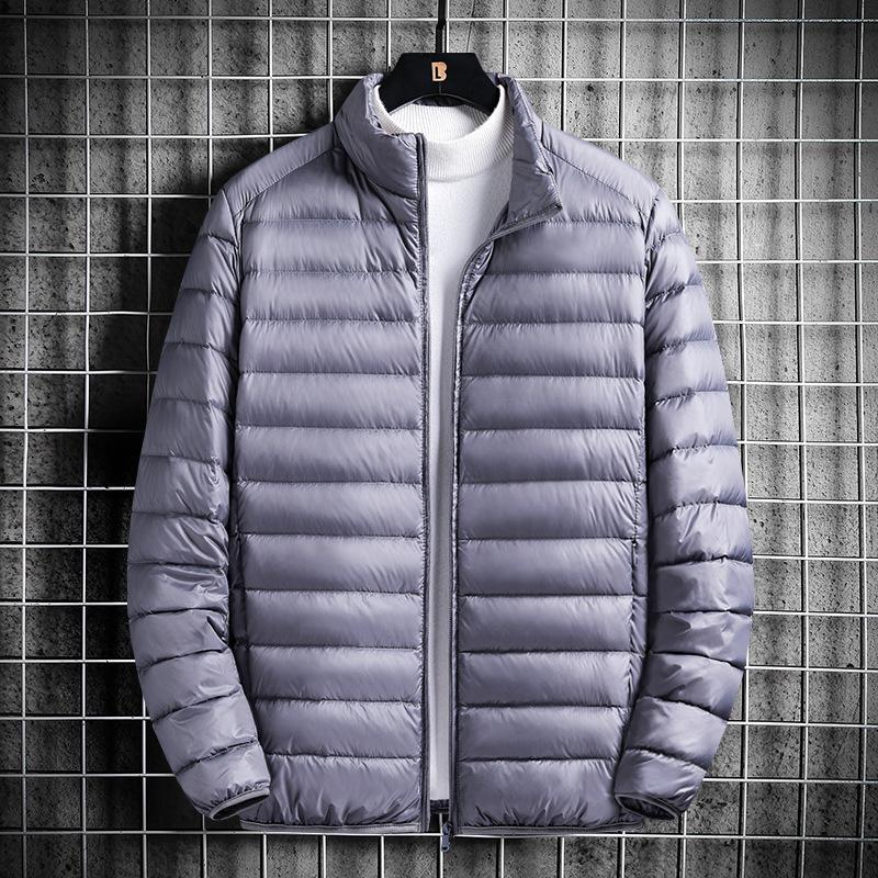 

Мужская приталенная легкая пуховая хлопковая куртка с капюшоном - издание зимы 2025 L серый