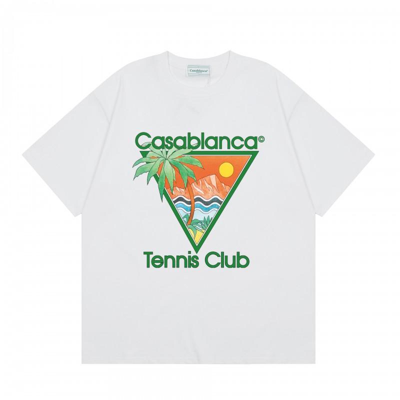 2026 Casablanca Print Loose Fit Cotton T-Shirt Men Youth Casual Wear