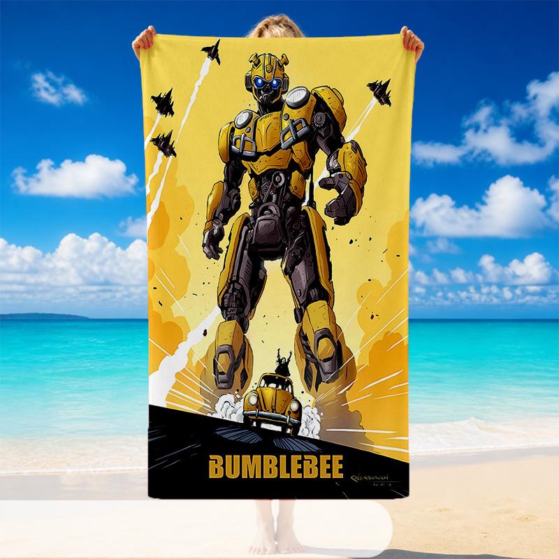 Quick Dry Beach Towel Transformers Pattern, Lightweight Absorbent Towel for Pool Beach Vacation Use