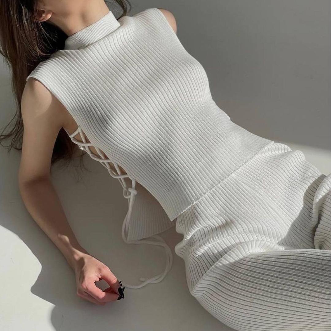 

BITCED сексуальный вязаный вязаный жилет и брюки модный комплект для женщин M