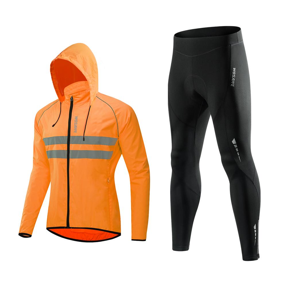 WOSAWE Herren-Winddichte Jacke, Gel-gepolsterte Fleece-lange Hosen-Outfits