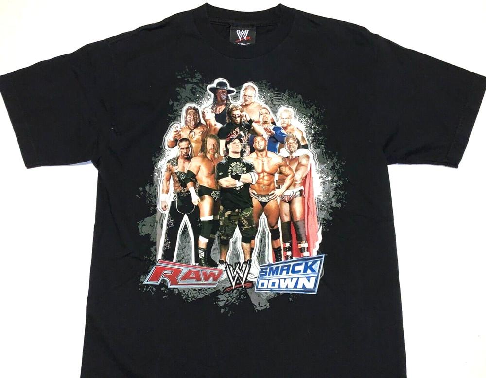 Rare Vintage 2002 Raw vs Smack Down World Wrestling WWE Cena T-Shirt New! MEDIUM Unisex T-Shirt XXXL