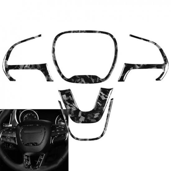 5x Forged Carbon Fiber Steering Wheel Panel Cover For Challenger 2015-