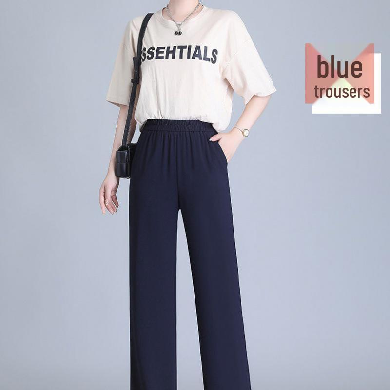 Ice Silk Chiffon High-Waist Quick-Dry Wide-Leg Pants for Women