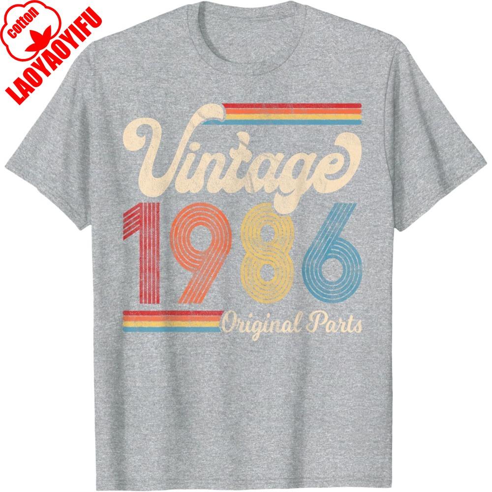 1986 Vintage 1986 Birthday Gift Men Women Born Made 1986 TShirt High Quality Cotton Tees Summer Oneck Unisex T Shirt S