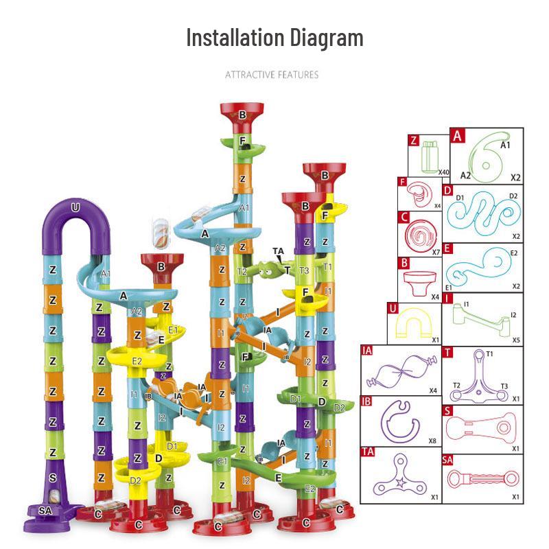 Versatile Interlocking Slide Blocks: 3D Marble Run Ejection Pipe Maze Toys