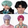 Parrucca Cosplay Demon Hunters Kpop Corta Viola Seta ad Alta Temperatura per Uomini