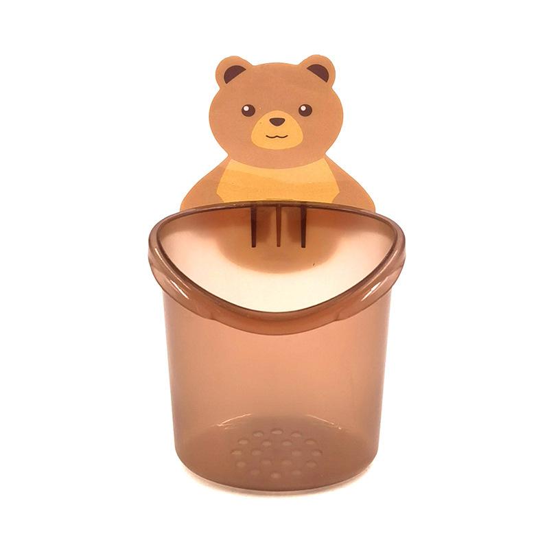 Household Bear Hug Toothbrush Cup Toothpaste Storage Rack Bathroom Non-Punching Wall-Mounted Drain Bear Storage Cup Organizer